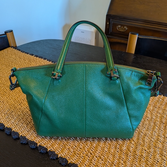 Coach Elise Green Leather Tote Bag - Picture 2 of 6